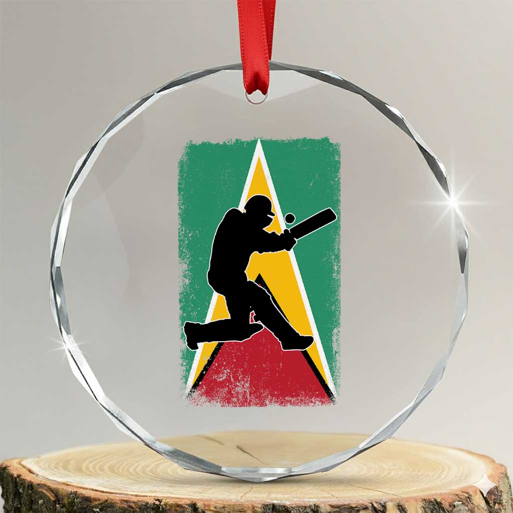 Guyana Cricket Crystal Glass Ornament Retro Vintage Sport Guyanese Flag West Indies Cricket Fan