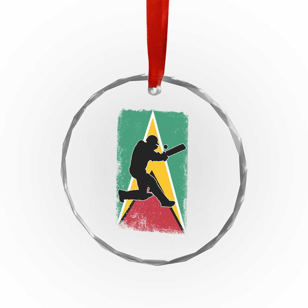 Guyana Cricket Crystal Glass Ornament Retro Vintage Sport Guyanese Flag West Indies Cricket Fan