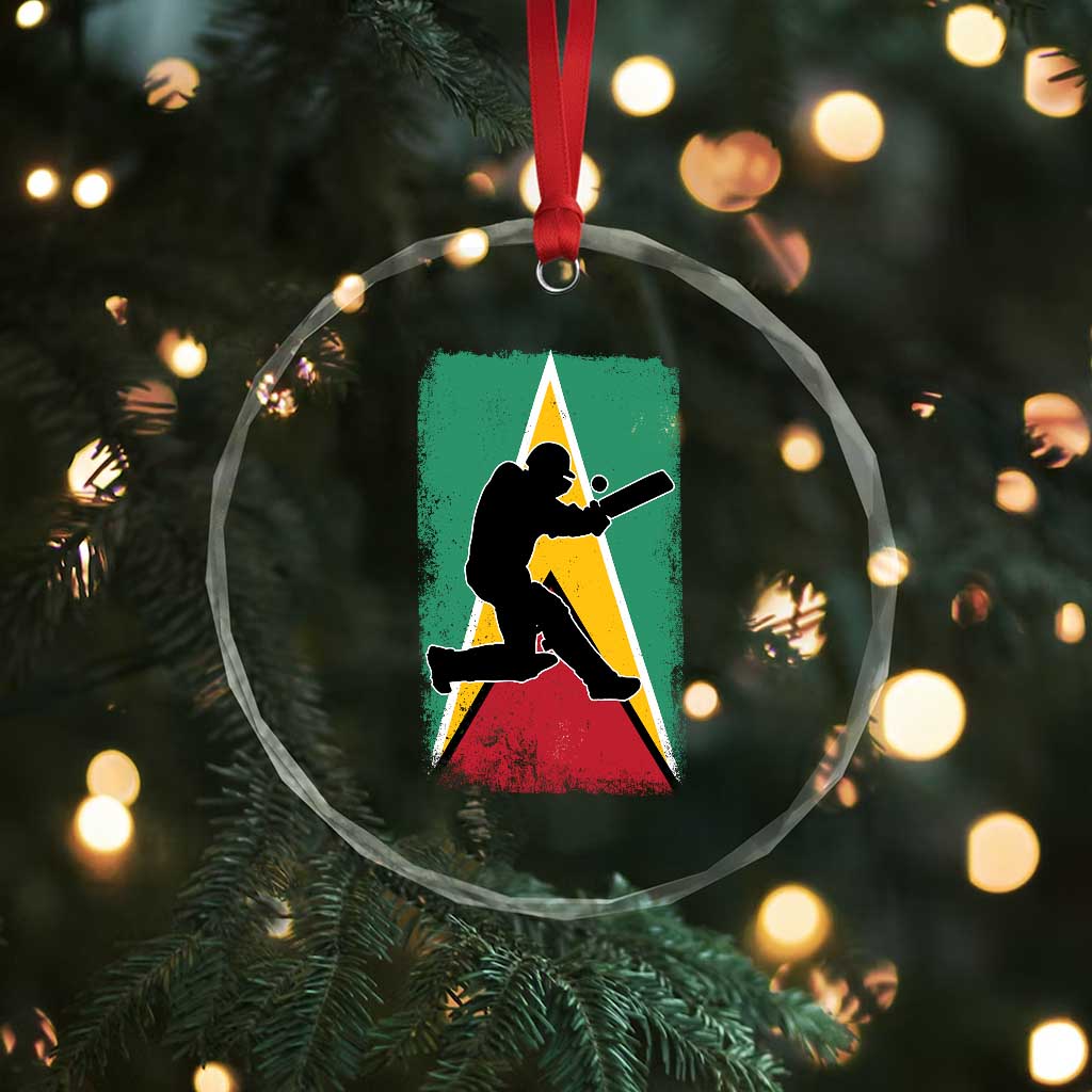 Guyana Cricket Crystal Glass Ornament Retro Vintage Sport Guyanese Flag West Indies Cricket Fan