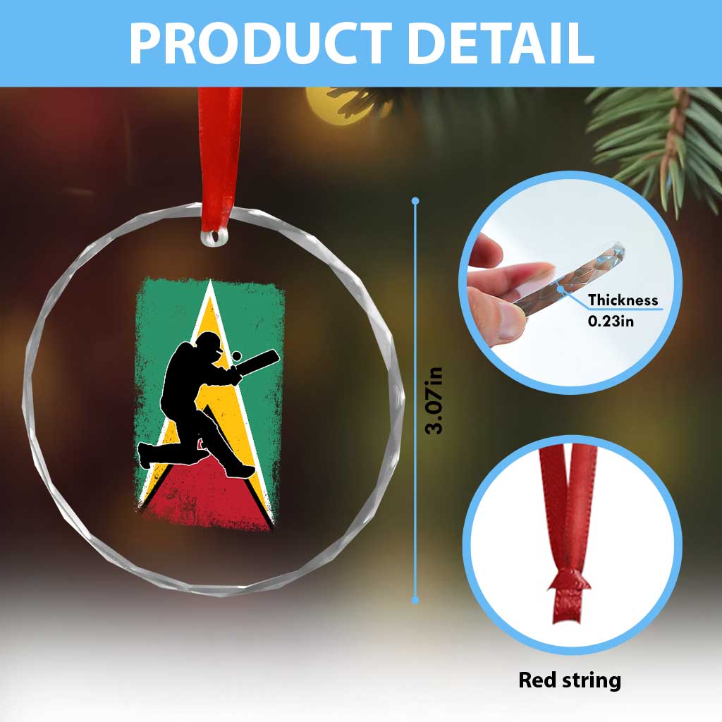 Guyana Cricket Crystal Glass Ornament Retro Vintage Sport Guyanese Flag West Indies Cricket Fan