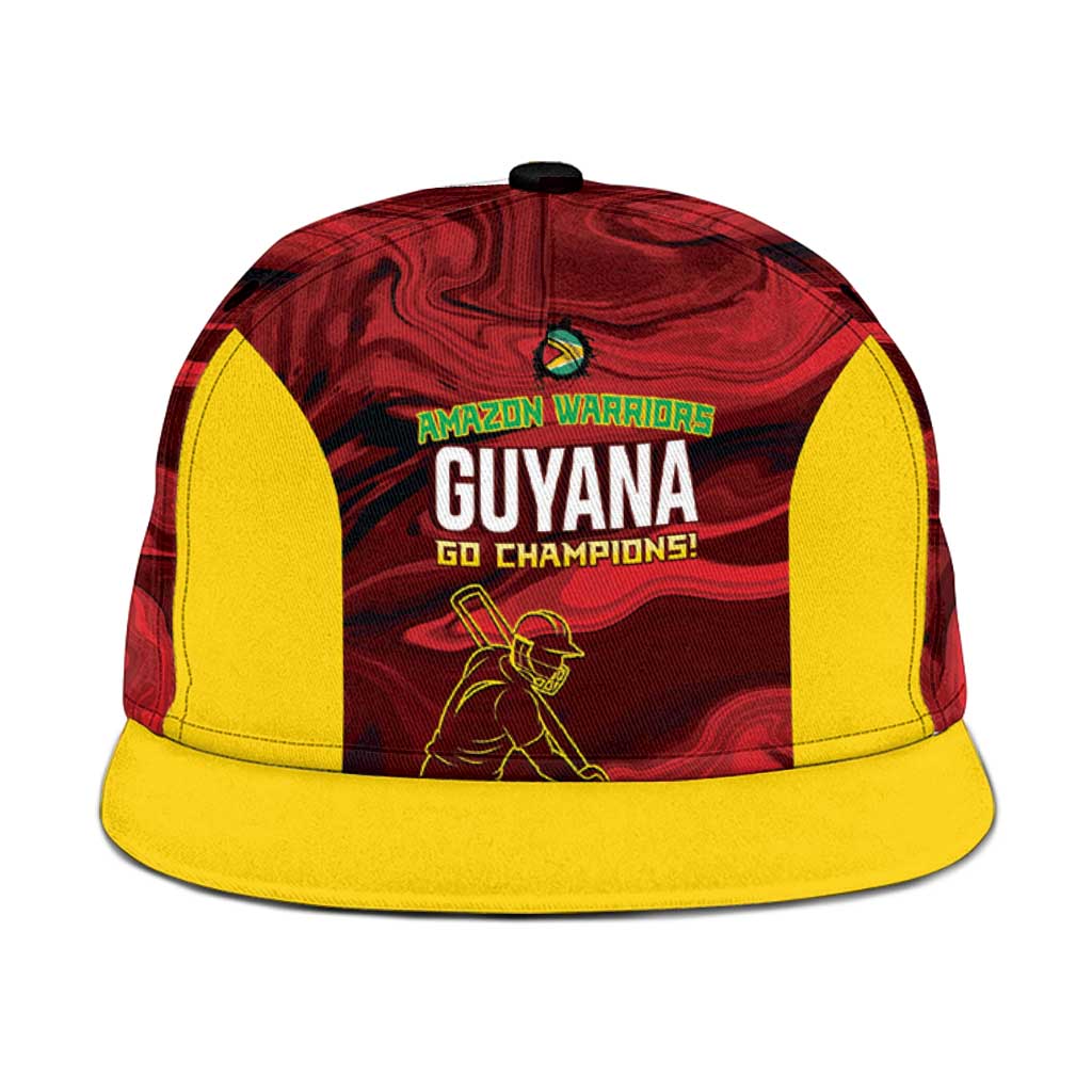 Guyana Cricket Snapback Cap Go Amazon Warriors Marble Pattern - Wonder Print Shop