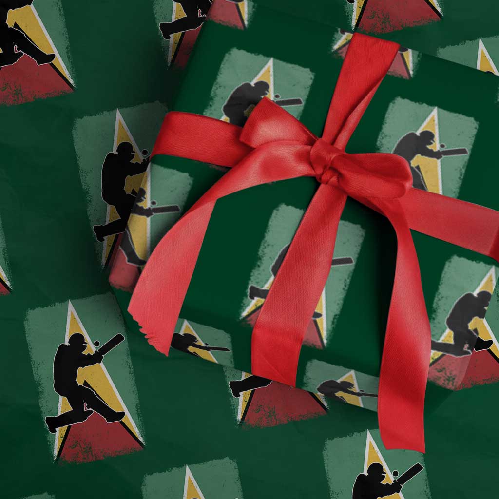 Guyana Cricket Wrapping Paper Roll Retro Vintage Sport Guyanese Flag West Indies Cricket Fan