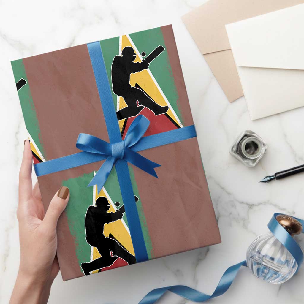 Guyana Cricket Wrapping Paper Roll Retro Vintage Sport Guyanese Flag West Indies Cricket Fan