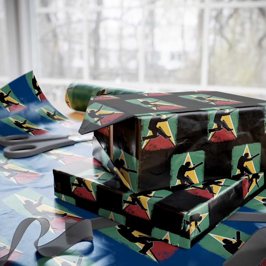 Guyana Cricket Wrapping Paper Roll Retro Vintage Sport Guyanese Flag West Indies Cricket Fan