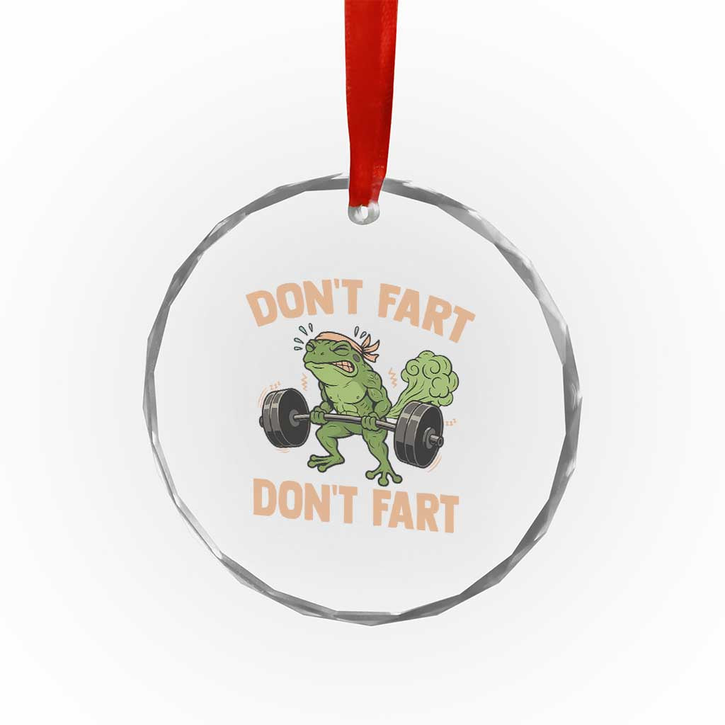 Gym Frog Crystal Glass Ornament Dont Fart Workout Weights Squat Humor - Wonder Print Shop
