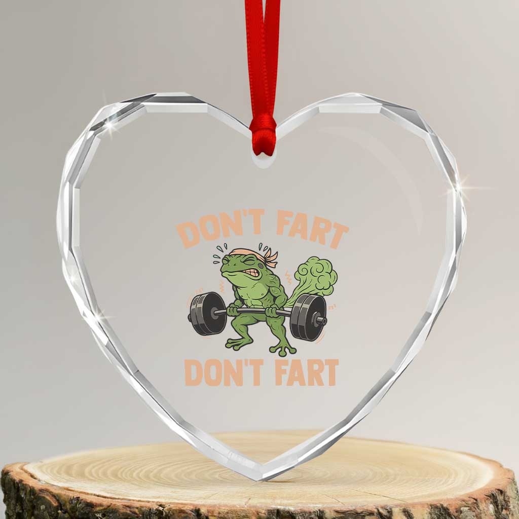 Gym Frog Heart Crystal Glass Ornament Dont Fart Workout Weights Squat Humor - Wonder Print Shop