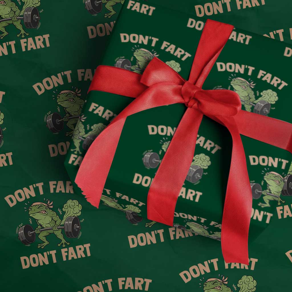 Gym Frog Wrapping Paper Roll Dont Fart Workout Weights Squat Humor - Wonder Print Shop