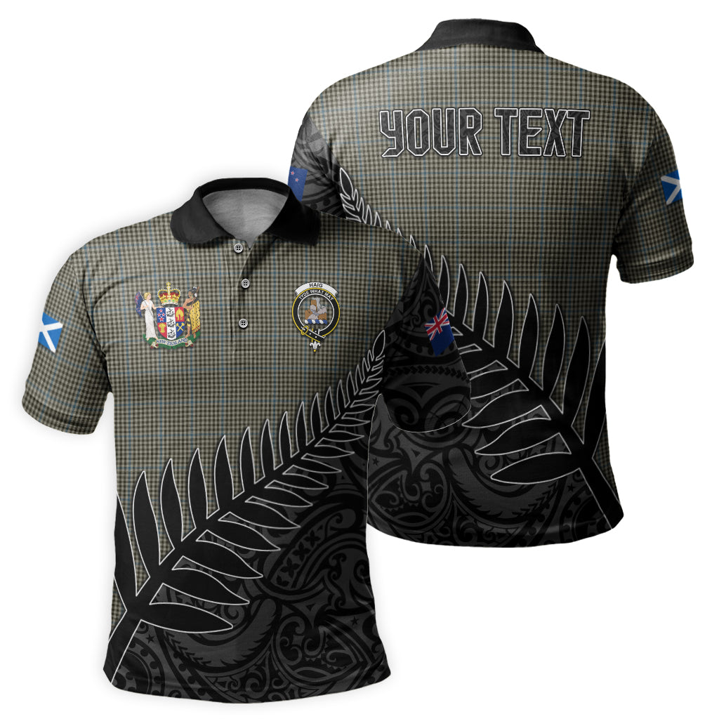 haig-tartan-family-crest-golf-shirt-with-fern-leaves-and-coat-of-arm-of-new-zealand-personalized-your-name-scottish-tatan-polo-shirt