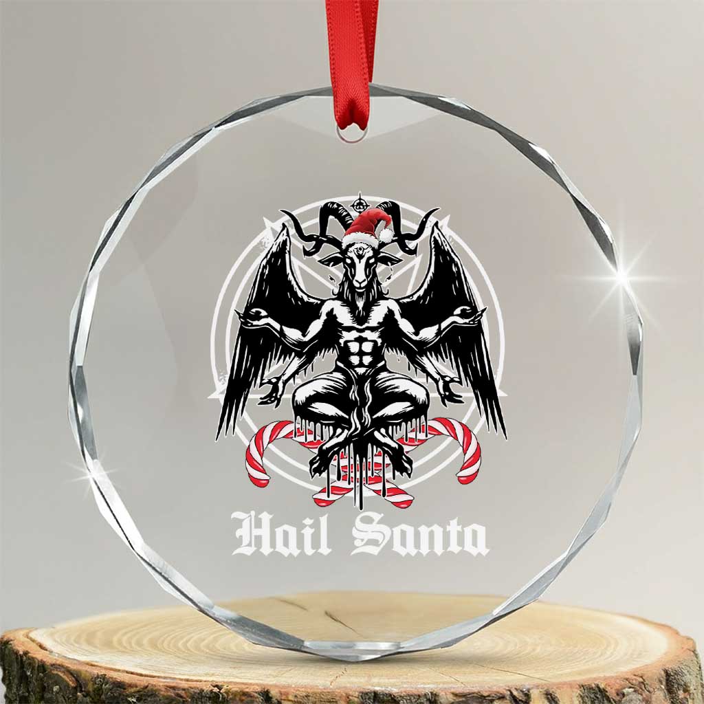 Hail Santa Gothic Christmas Crystal Glass Ornament Baphomet Gothmas Pentagram - Wonder Print Shop