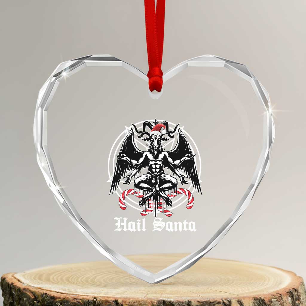 Hail Santa Gothic Christmas Heart Crystal Glass Ornament Baphomet Gothmas Pentagram - Wonder Print Shop