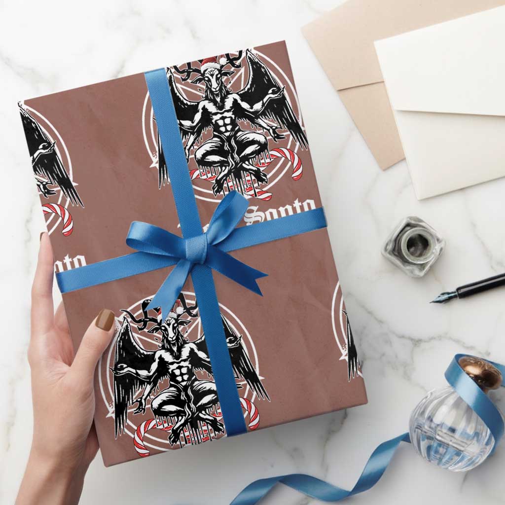 Hail Santa Gothic Christmas Wrapping Paper Roll Baphomet Gothmas Pentagram - Wonder Print Shop