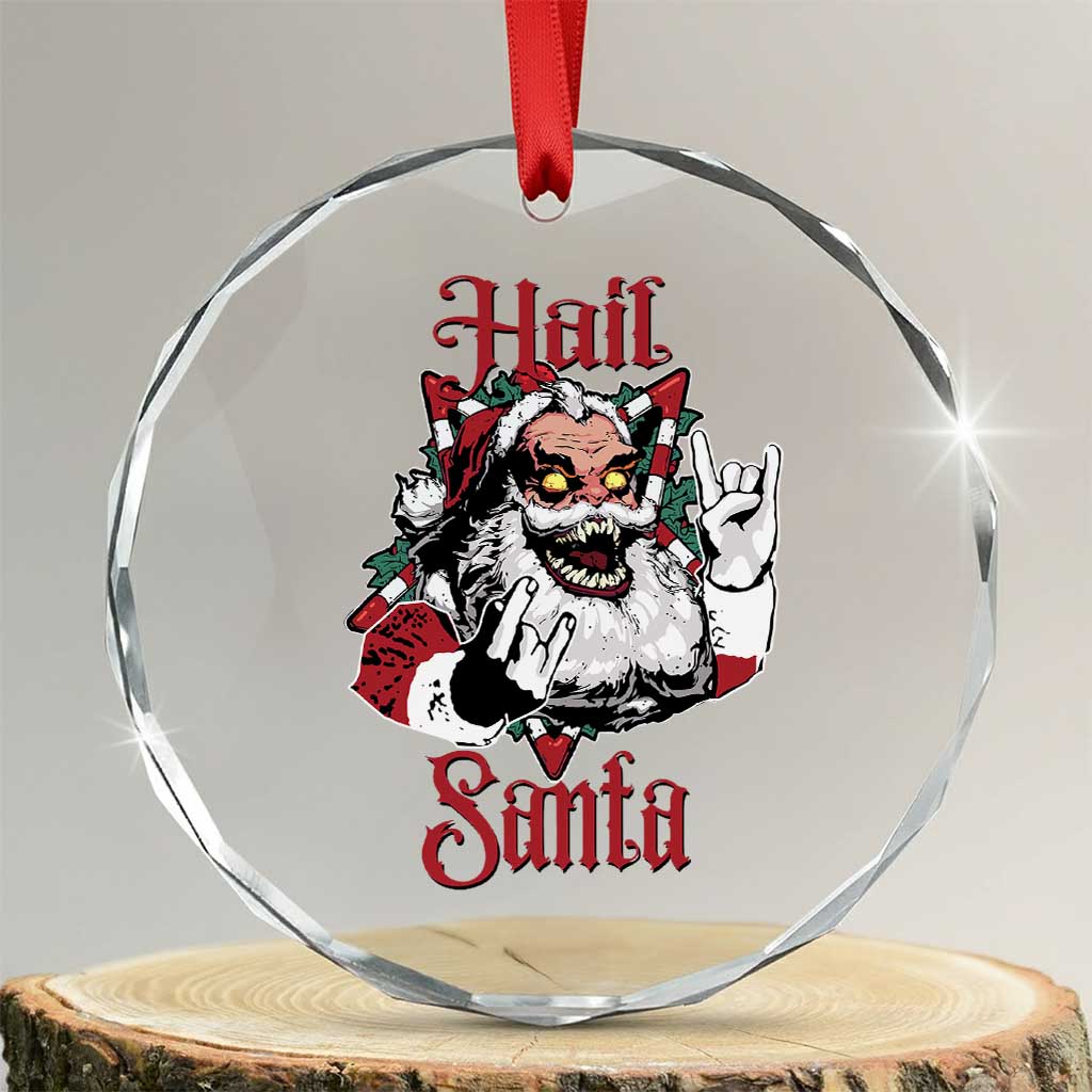 Hail Santa Heavy Metal Christmas Crystal Glass Ornament Krampus Xmas Rock & Roll - Wonder Print Shop