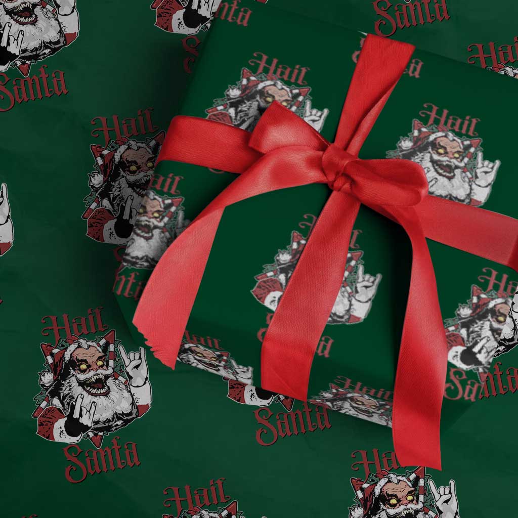 Hail Santa Heavy Metal Christmas Wrapping Paper Roll Krampus Xmas Rock & Roll - Wonder Print Shop