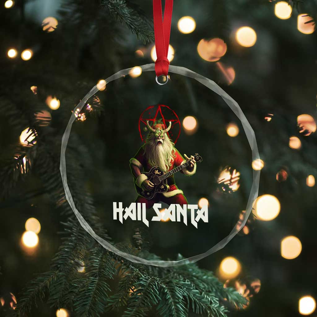 Hail Santa Sleigher Heavy Metal Crystal Glass Ornament TS09