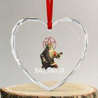 Hail Santa Sleigher Heavy Metal Heart Crystal Glass Ornament - Wonder Print Shop