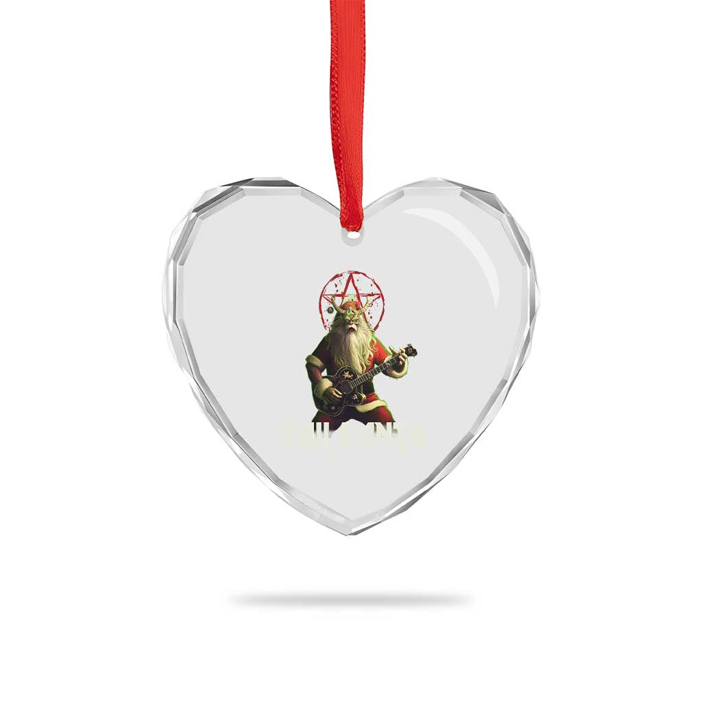 Hail Santa Sleigher Heavy Metal Heart Crystal Glass Ornament - Wonder Print Shop