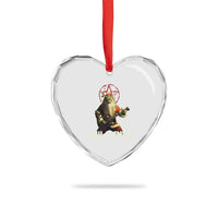 Hail Santa Sleigher Heavy Metal Heart Crystal Glass Ornament - Wonder Print Shop