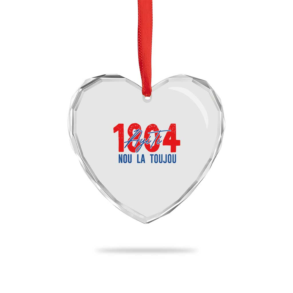 Haiti 1804 Ayiti Nou La Toujou Heart Crystal Glass Ornament Independence Haiti Heritage Pride