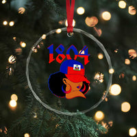 Haiti 1804 Curly Afro Queen Hoop Earrings Style Graphic Crystal Glass Ornament Haitian Heritage Pride