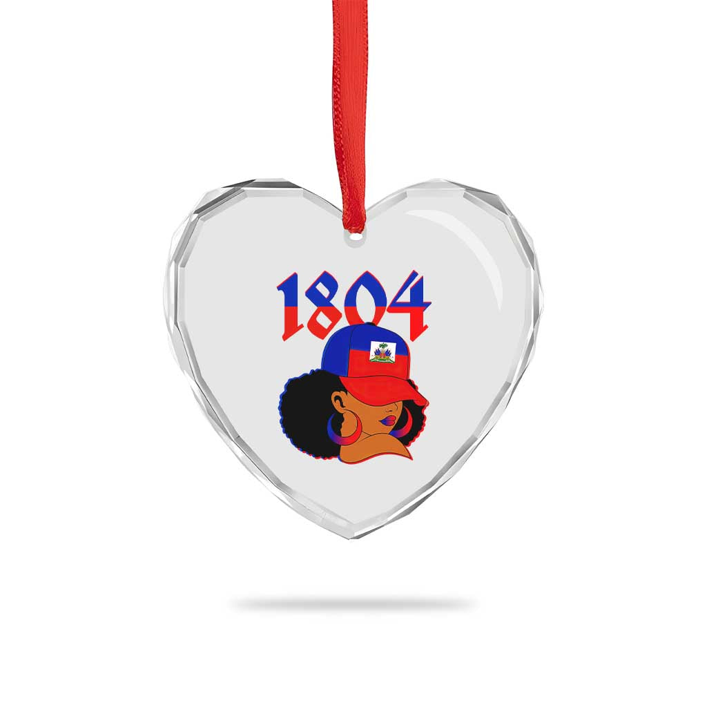 Haiti 1804 Curly Afro Queen Hoop Earrings Style Graphic Heart Crystal Glass Ornament Haitian Heritage Pride