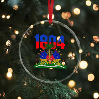 Haiti 1804 Independence Year Graphic Crystal Glass Ornament Haitian Pride Coat of Arms National Heritage