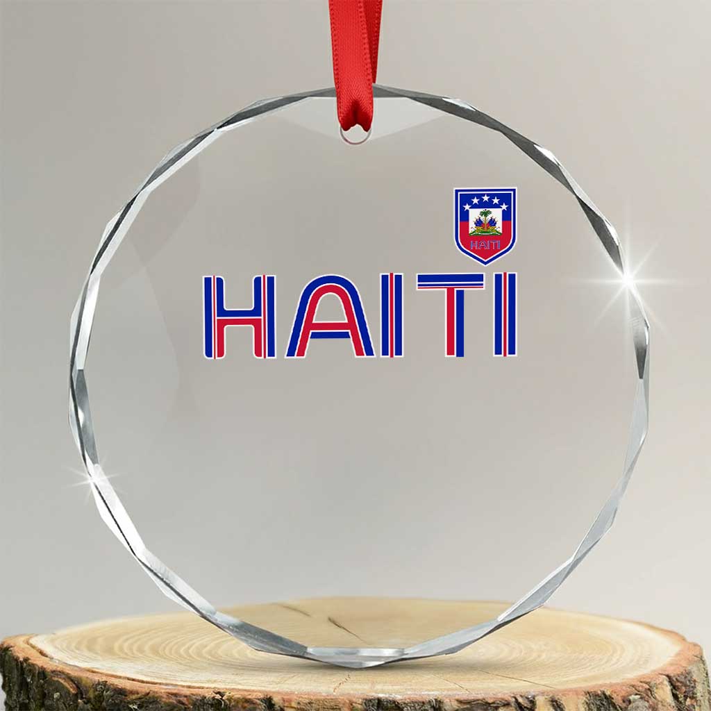 Haiti Flag Crest Crystal Glass Ornament Haitian Pride National Heritage Patriotic Graphic