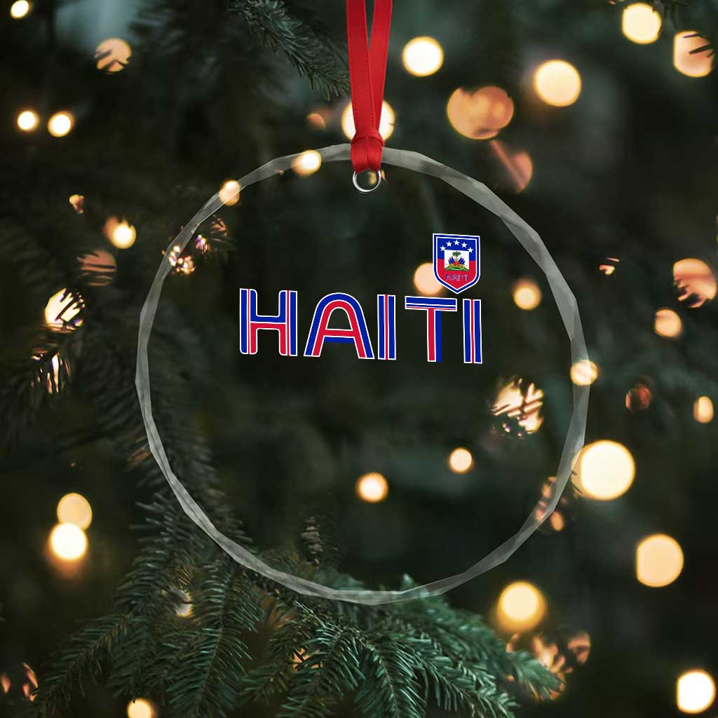 Haiti Flag Crest Crystal Glass Ornament Haitian Pride National Heritage Patriotic Graphic