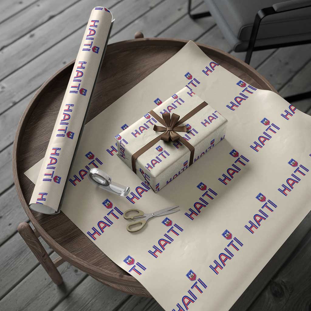 Haiti Flag Crest Wrapping Paper Roll Haitian Pride National Heritage Patriotic Graphic