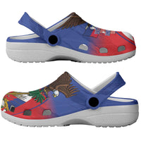 Haiti Flag Day Clogs Shoes Haitian Blood American Heart Eagle With Flag