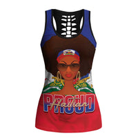 Haiti Flag Day Hollow Tank Top Haitian Women Proud Flag Wave Style