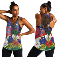 Haiti Flag Day Women Racerback Tank Haitian Blood American Heart Eagle With Flag