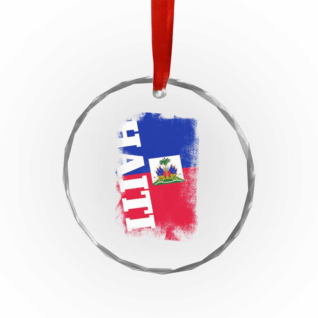 Haiti Flag Distressed Flag Graphic Crystal Glass Ornament Haitian Heritage Pride