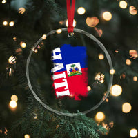 Haiti Flag Distressed Flag Graphic Crystal Glass Ornament Haitian Heritage Pride