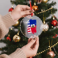 Haiti Flag Distressed Flag Graphic Crystal Glass Ornament Haitian Heritage Pride