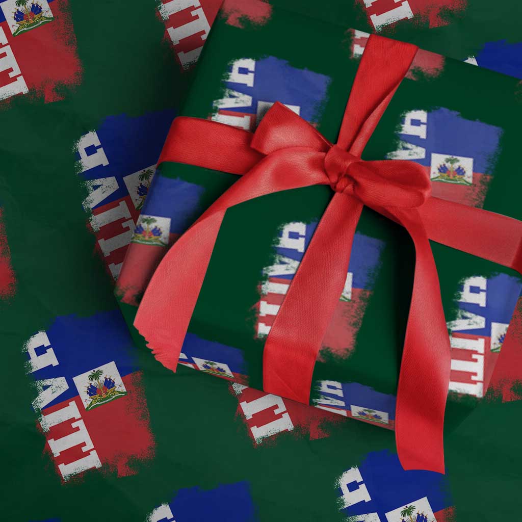 Haiti Flag Distressed Flag Graphic Wrapping Paper Roll Haitian Heritage Pride