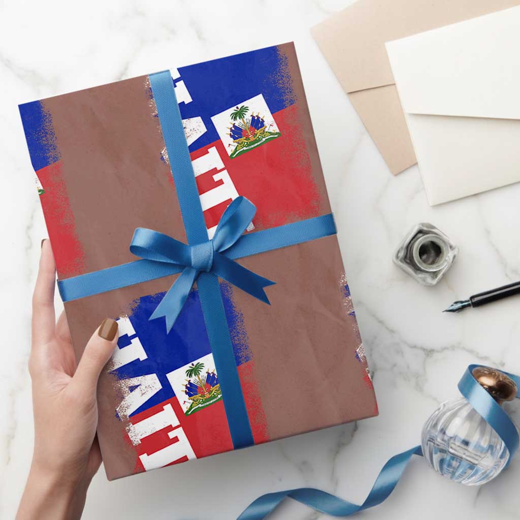 Haiti Flag Distressed Flag Graphic Wrapping Paper Roll Haitian Heritage Pride