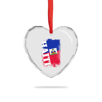 Haiti Flag Distressed Flag Graphic Heart Crystal Glass Ornament Haitian Heritage Pride