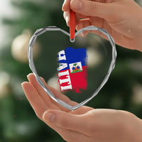 Haiti Flag Distressed Flag Graphic Heart Crystal Glass Ornament Haitian Heritage Pride