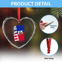 Haiti Flag Distressed Flag Graphic Heart Crystal Glass Ornament Haitian Heritage Pride