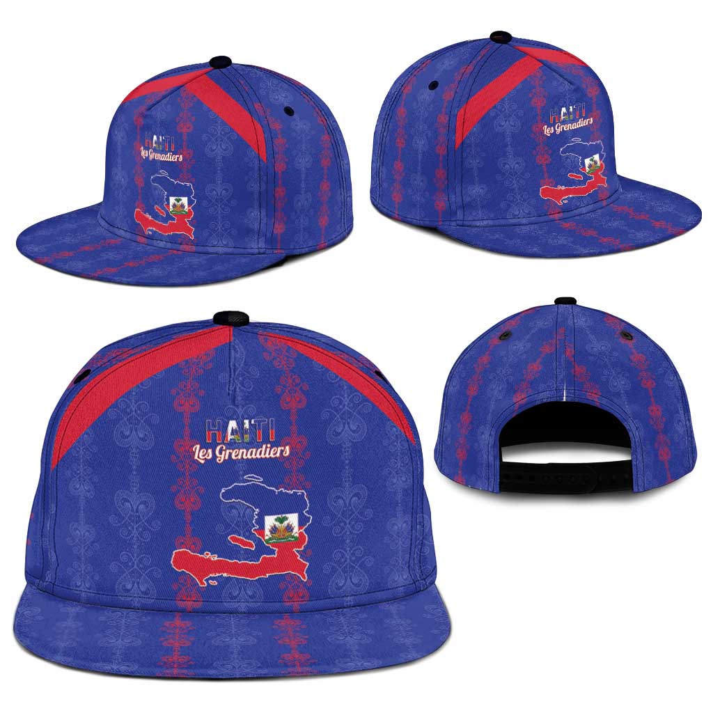 Haiti Football Snapback Cap Les Grenadiers Veve Vodou Blue - Wonder Print Shop