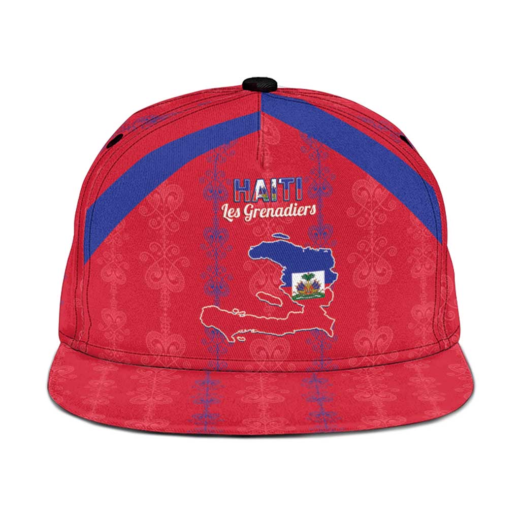 Haiti Football Snapback Cap Les Grenadiers Veve Vodou Red - Wonder Print Shop