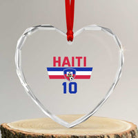 Haiti Haitian Flag Heart Crystal Glass Ornament Proud Haitienne Cheer Country Favorite Spirit Game Caribbean Souvenir