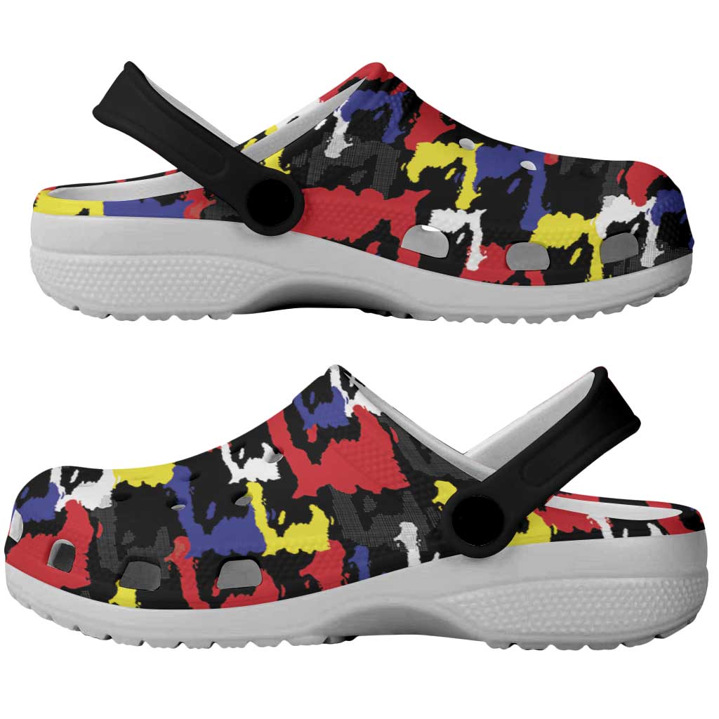 Haiti Map Camouflage Colorful Clogs Shoes - Wonder Print Shop