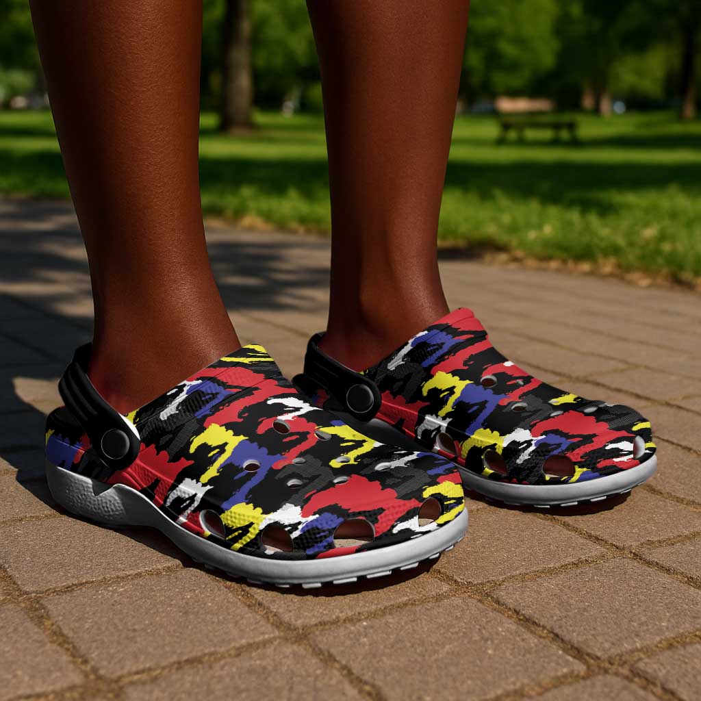Haiti Map Camouflage Colorful Clogs Shoes - Wonder Print Shop