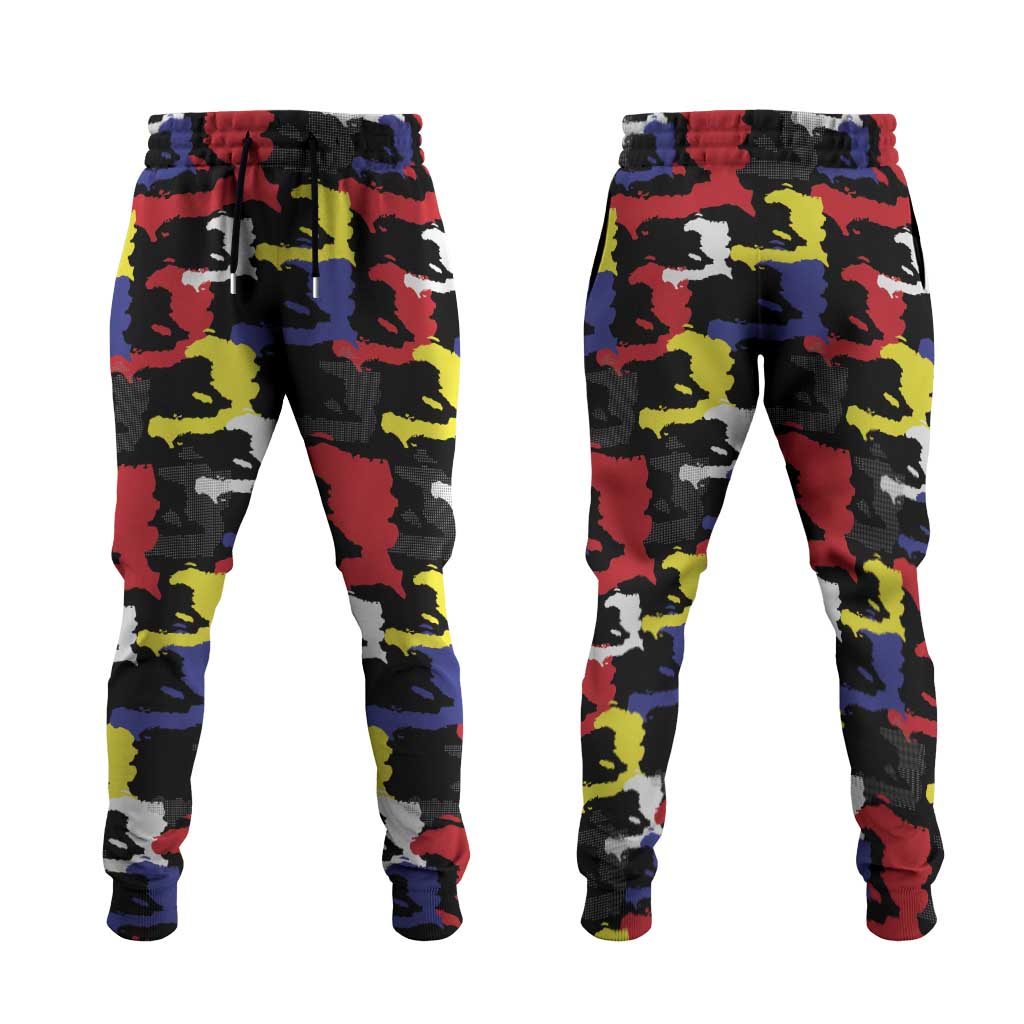 Haiti Map Camouflage Colorful Jogger Pants - Wonder Print Shop