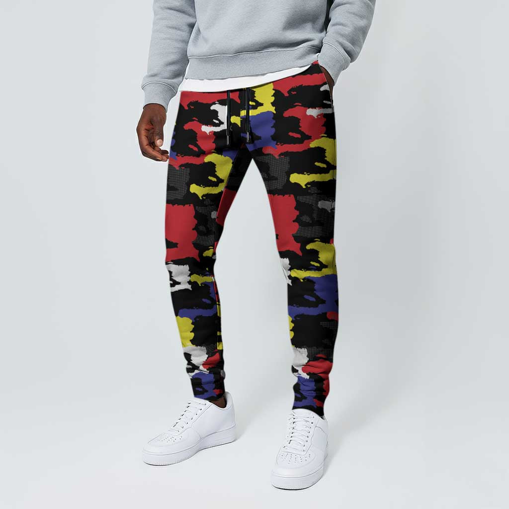 Haiti Map Camouflage Colorful Jogger Pants - Wonder Print Shop