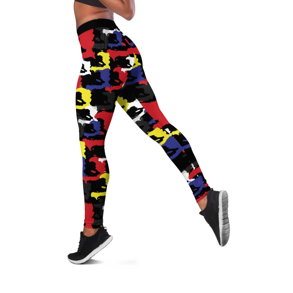 Haiti Map Camouflage Colorful Leggings - Wonder Print Shop