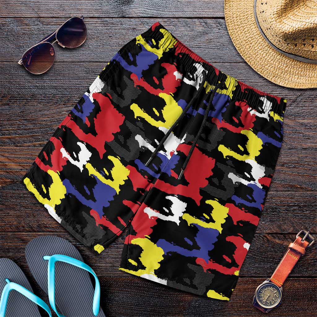 Haiti Map Camouflage Colorful Shorts for Men - Wonder Print Shop