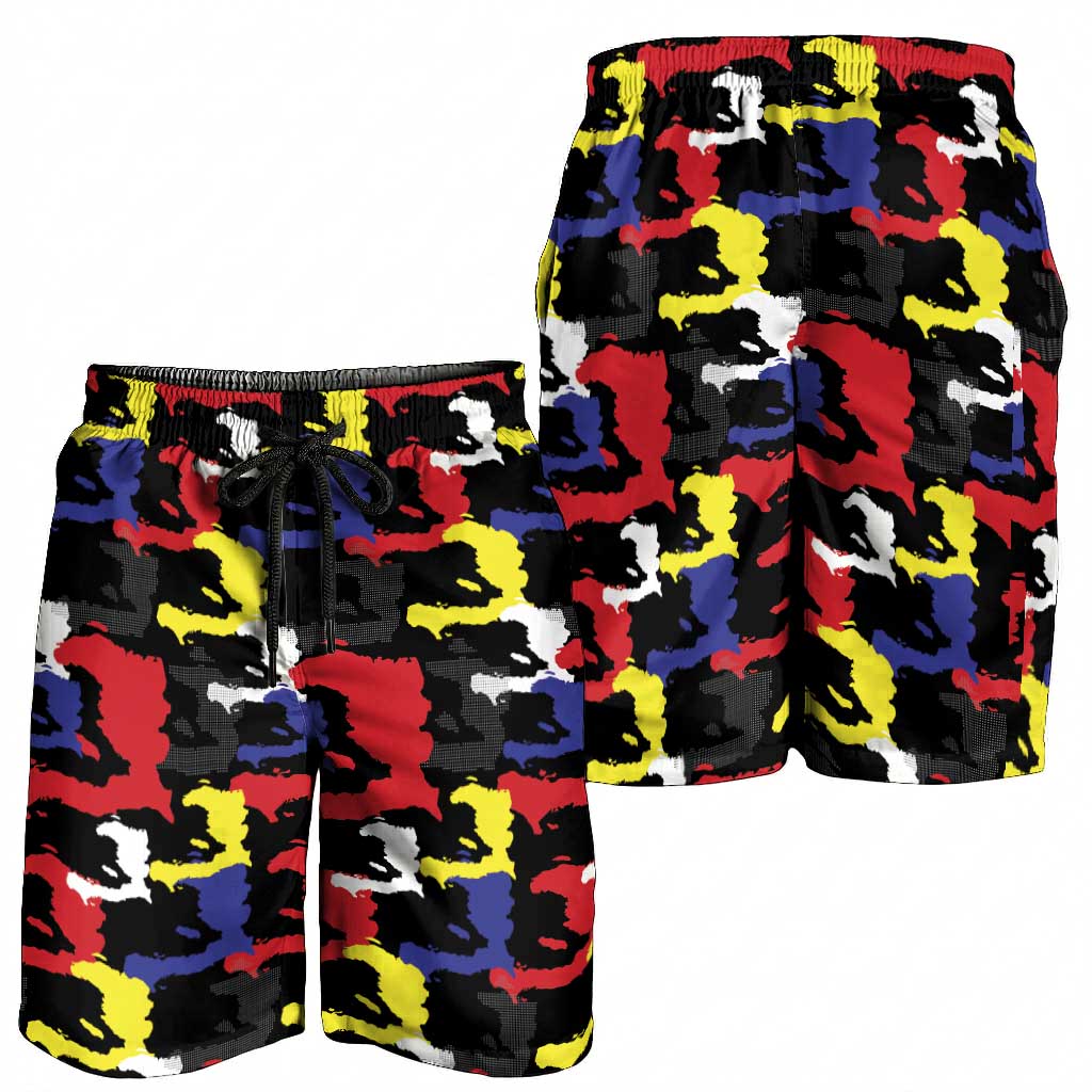 Haiti Map Camouflage Colorful Shorts for Men - Wonder Print Shop