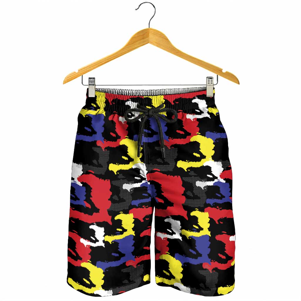 Haiti Map Camouflage Colorful Shorts for Men - Wonder Print Shop